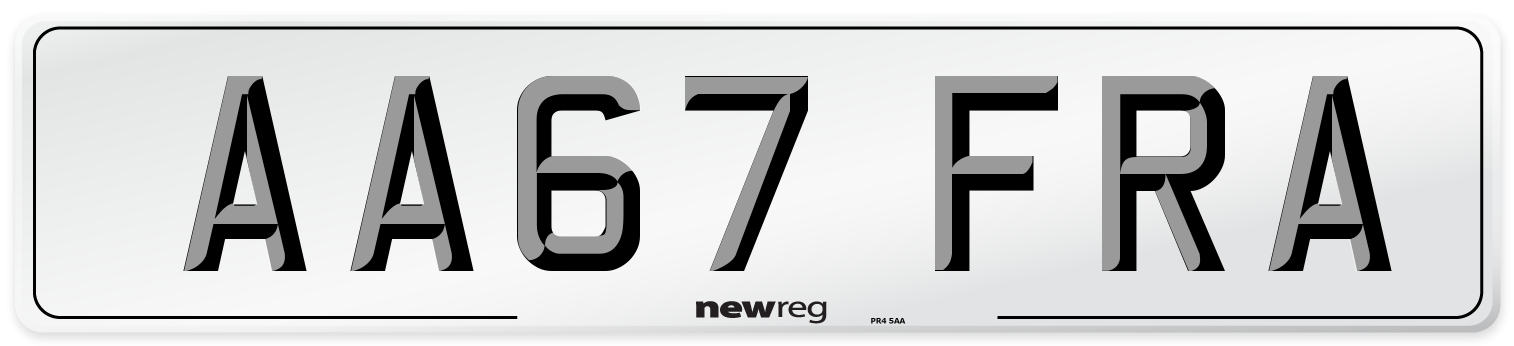 AA67 FRA Number Plate from New Reg